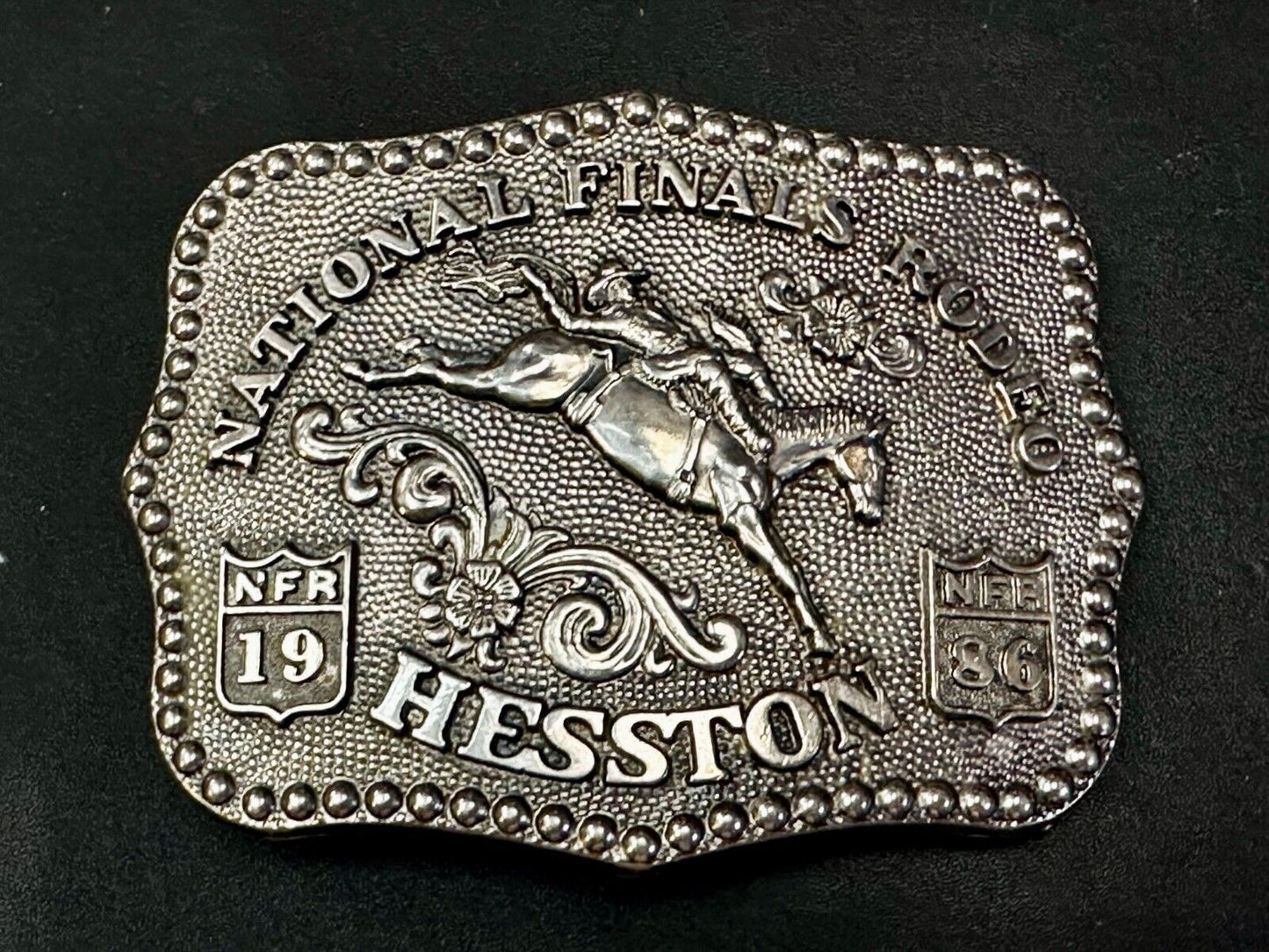 1986 Hesston National Finals Rodeo NFR Rodeo Cowboys NOS Western Belt Buckle