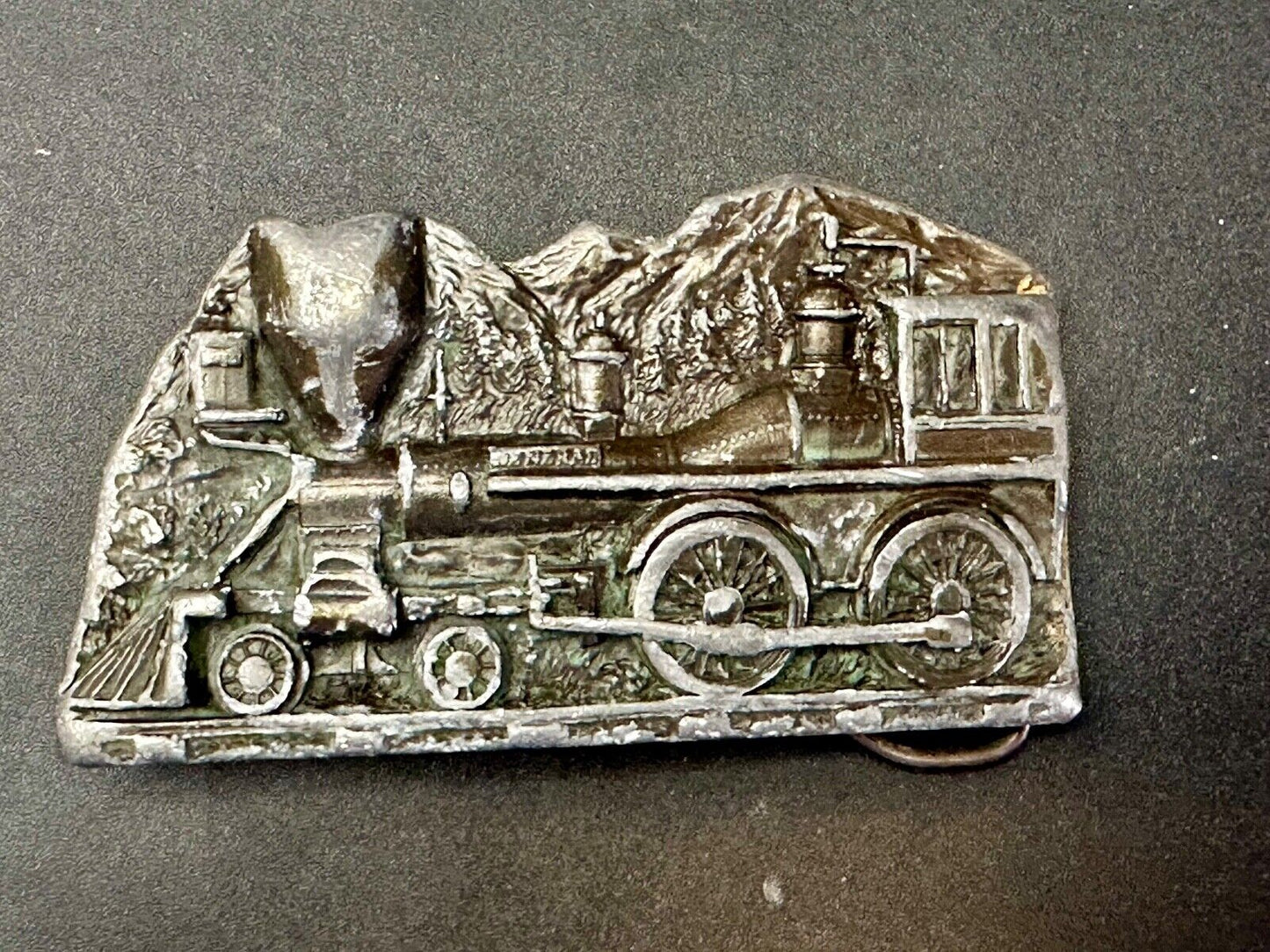 Train Steam Locomotive Vintage 1977 Cutout RR Cast Hawks Sky Patrol Belt Buckle