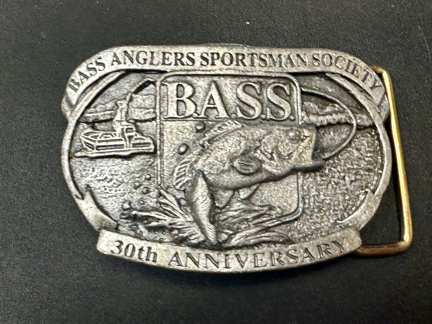1997 BASS Bass Anglers Sportsman Society Fishing 30th anniversary belt buckle