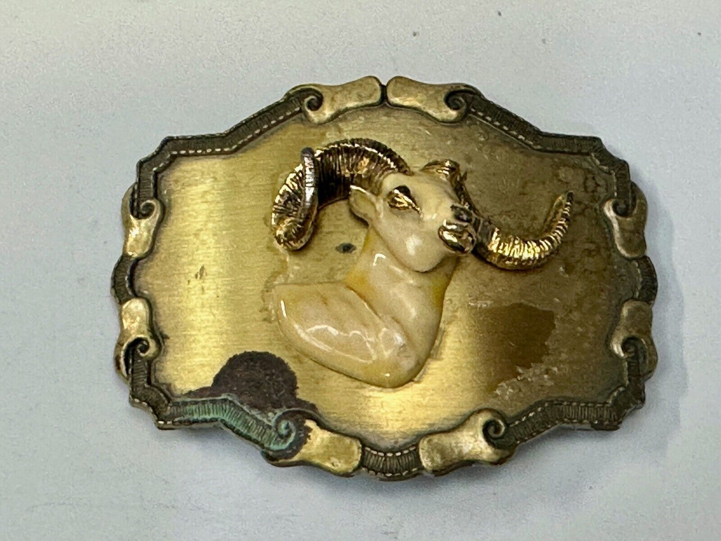 The Ram - Vintage Raintree Jewelry Company western framed Belt Buckle