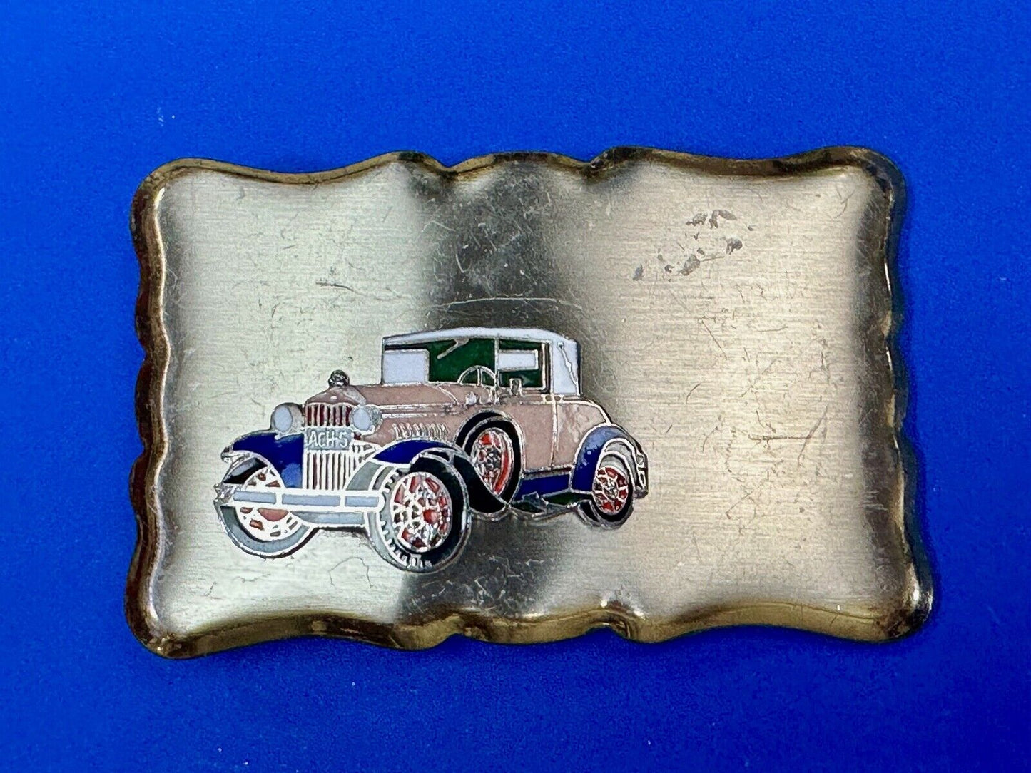 vintage car collectors auto vintage belt buckle with space to customize!