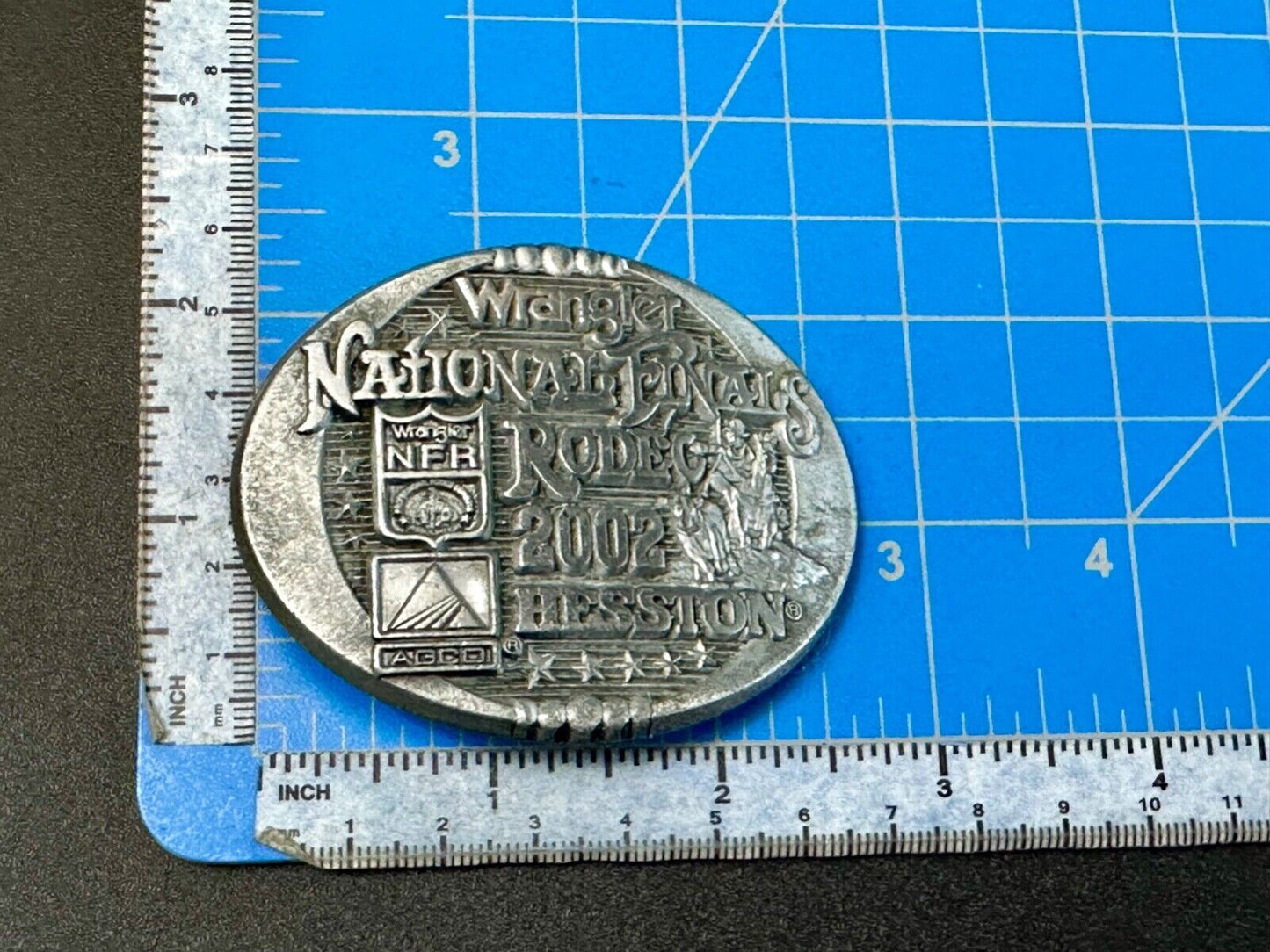 2002 Montana Silversmiths Hesston Belt Buckle Wrangler NFR Dealer Incentive