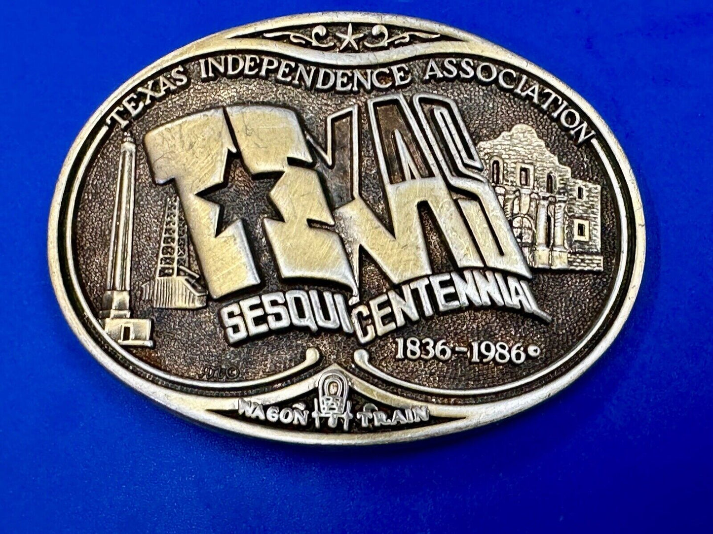 Texas State Sesquicentennial 150 year celebration solid brass ADM belt buckle