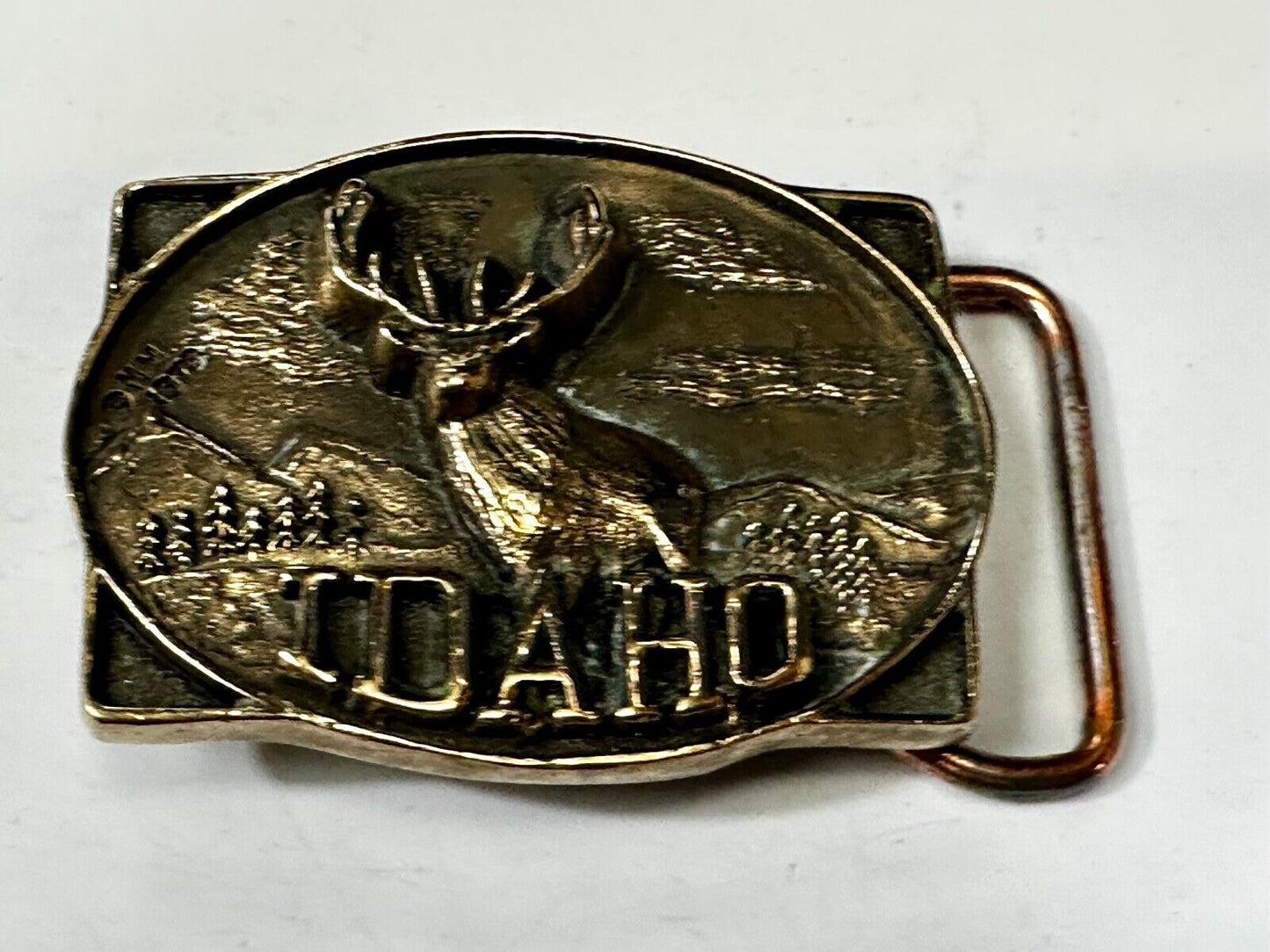 The State of Idaho Deer Buck Hunting Vtg. 1978 Small First Security Belt Buckle