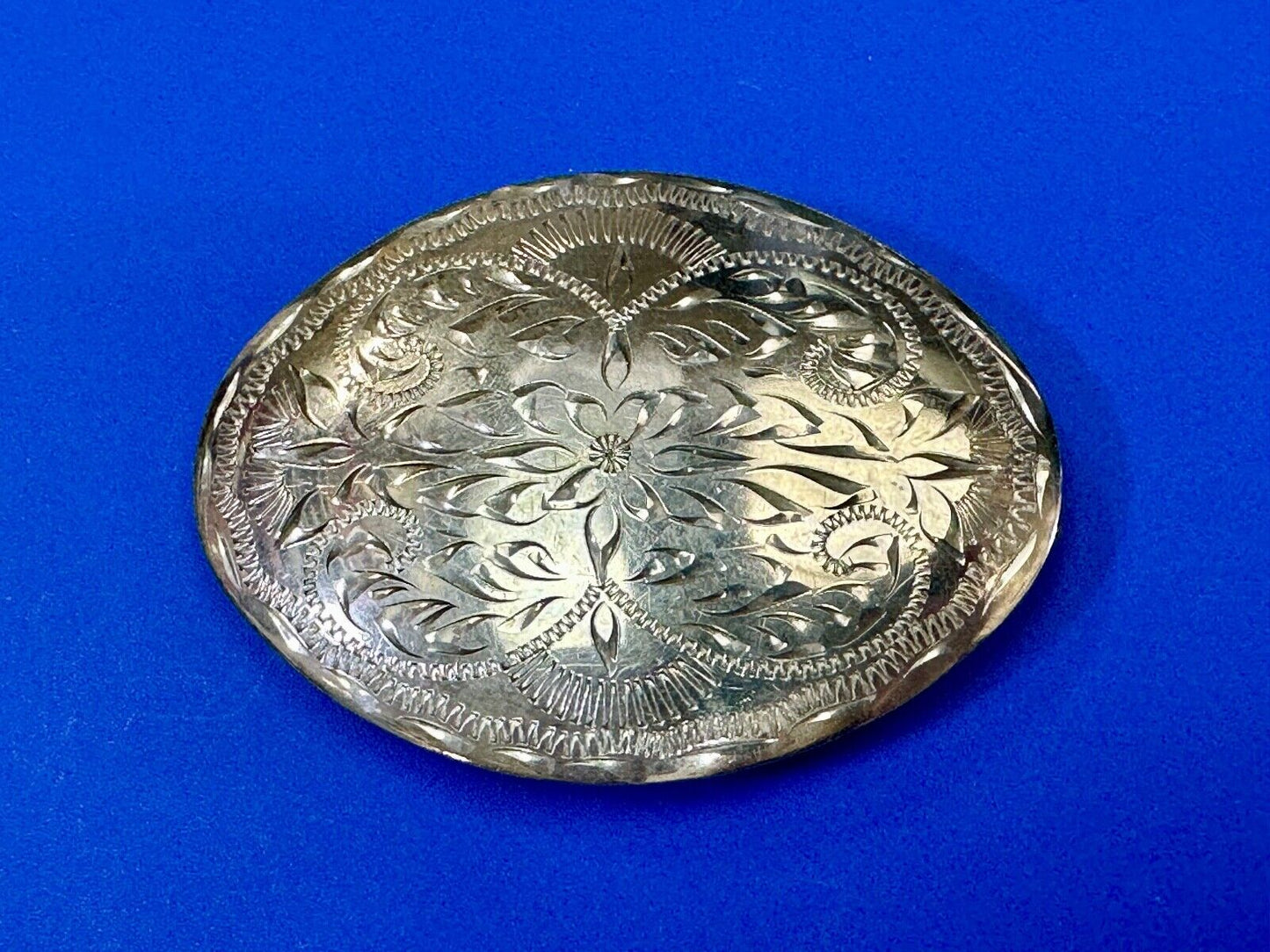 Beautiful Western Flair 3.5" wide engraved oval belt buckle