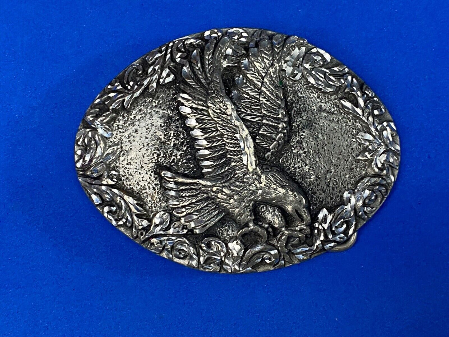 1993 Patriotic American Bald Eagle Western Diamond Cut Pewter Belt Buckle
