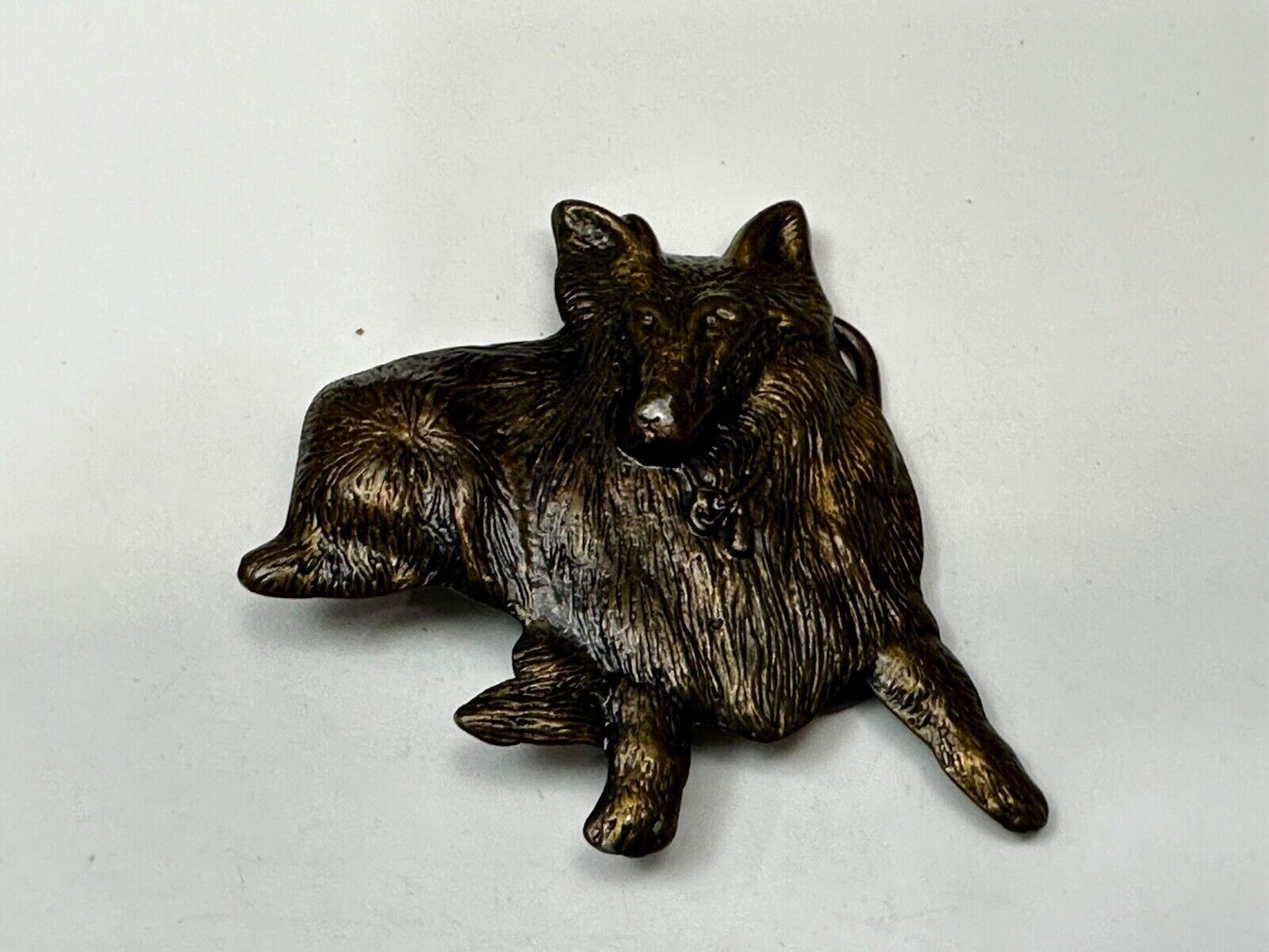 Adorable Collie Dog Breed Lassie Sitting Breeder Owner Vtg. CutoutBelt Buckle