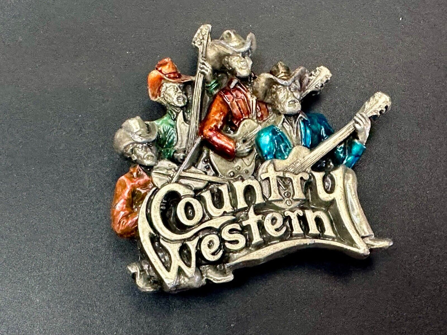 Vintage 1981 Enamel Country & Western Bergamot Brassworks Belt Buckle T-96