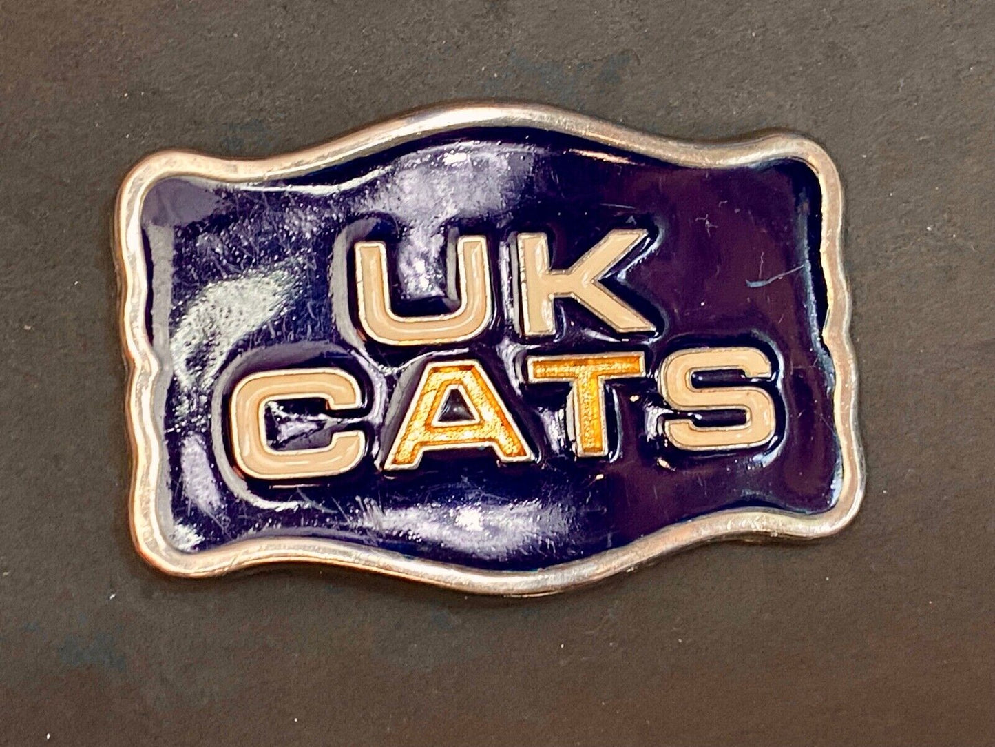 Vintage Black And Gold Tone Uk Cats Western Framed Belt Buckle