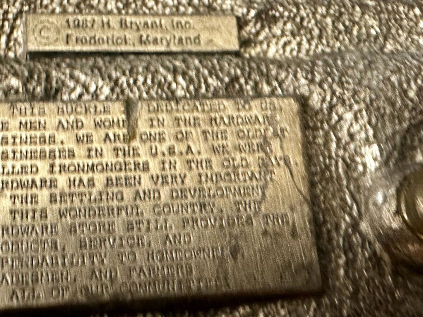 The Hardware Store - Quality Service Dependability Commemorate 1987 Belt Buckle