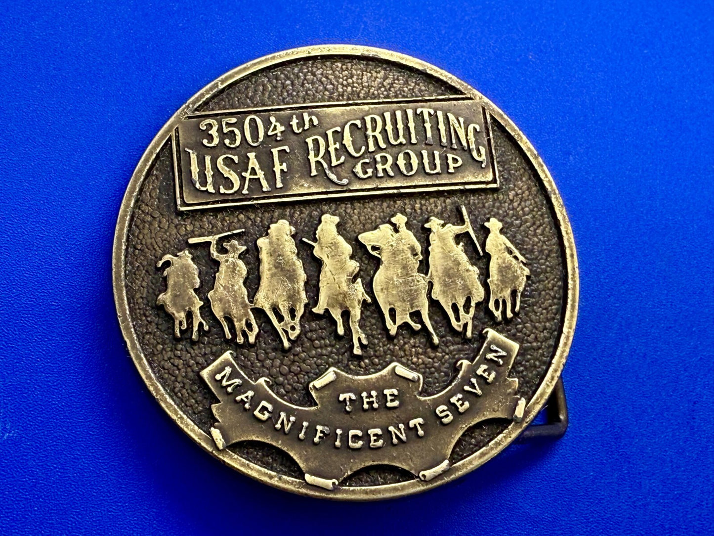 The Magnificent Seven 350 4th USAF Recruiting Top Group Chief Wheat Belt Buckle