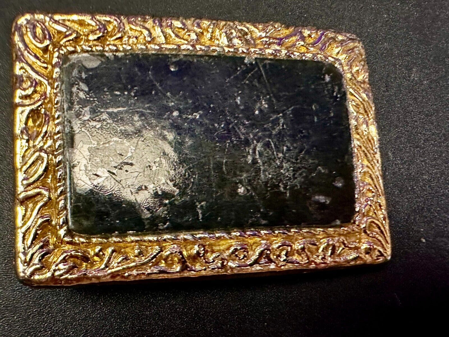 Vintage Artisan Handcrafted Cut & Polished Stone Slab In Gold Tone Belt Buckle