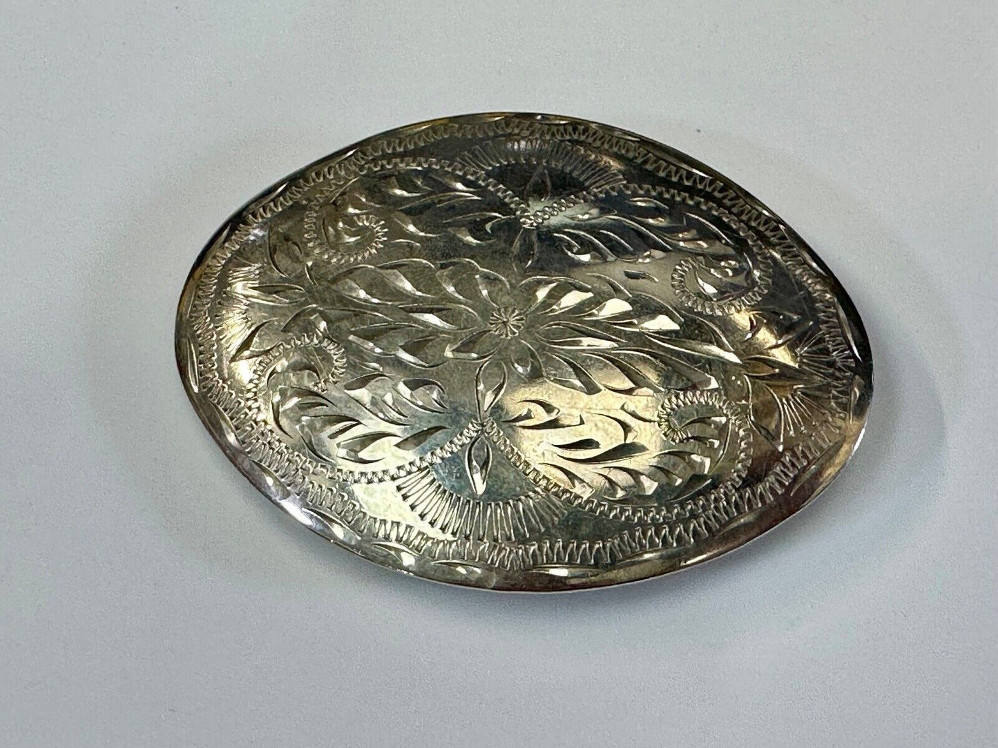 Beautiful Western Flair 3.5" wide engraved oval belt buckle
