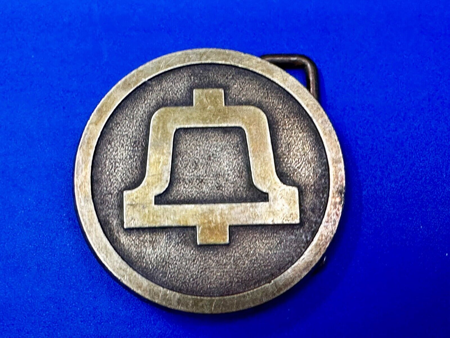 Bell Telephone Lineman Brass Tone Vintage round logo Belt Buckle