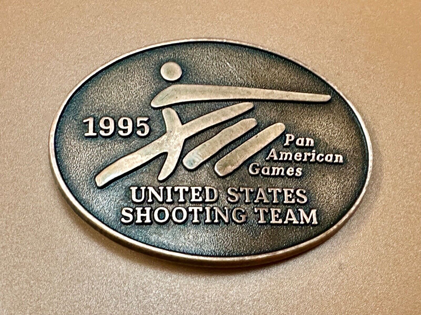 1995 United States US Shooting Team Pan American Am games belt buckle