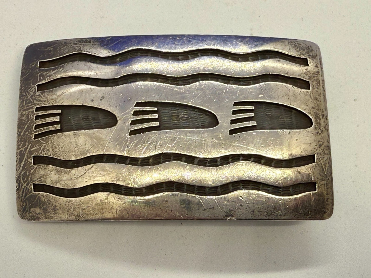 Bear Paw Print Native American Indian Art Pattern Belt Buckle - See Makers Marks
