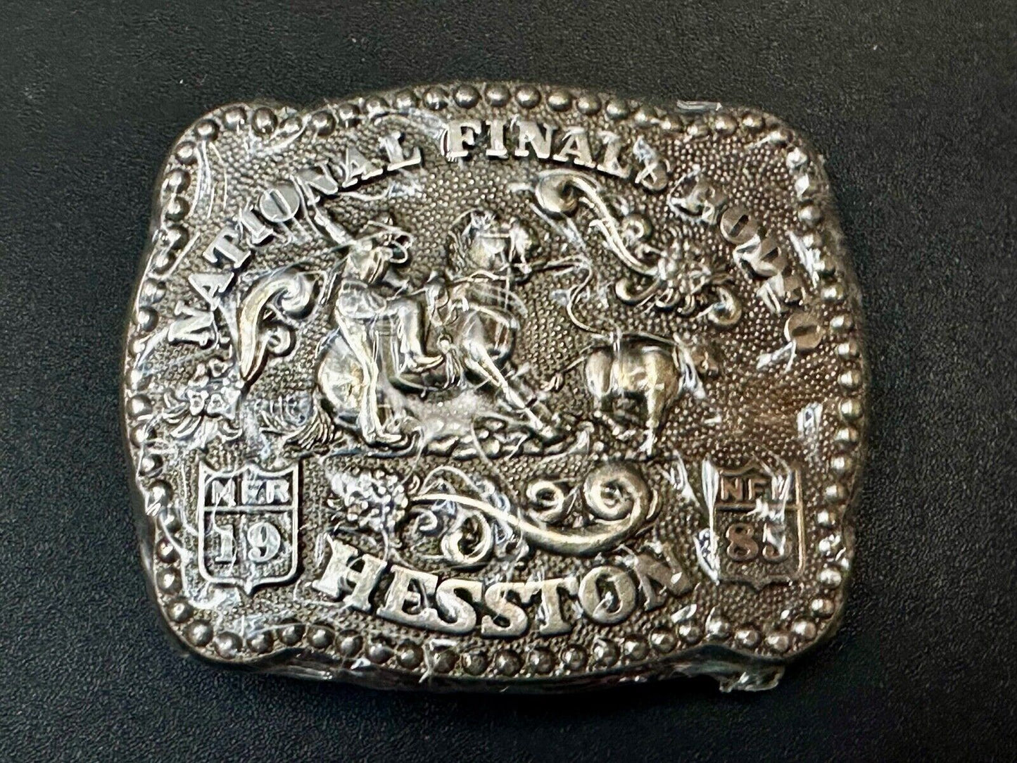 1985 NFR National Finals Rodeo NOS Youth Size Hesston Belt Buckle