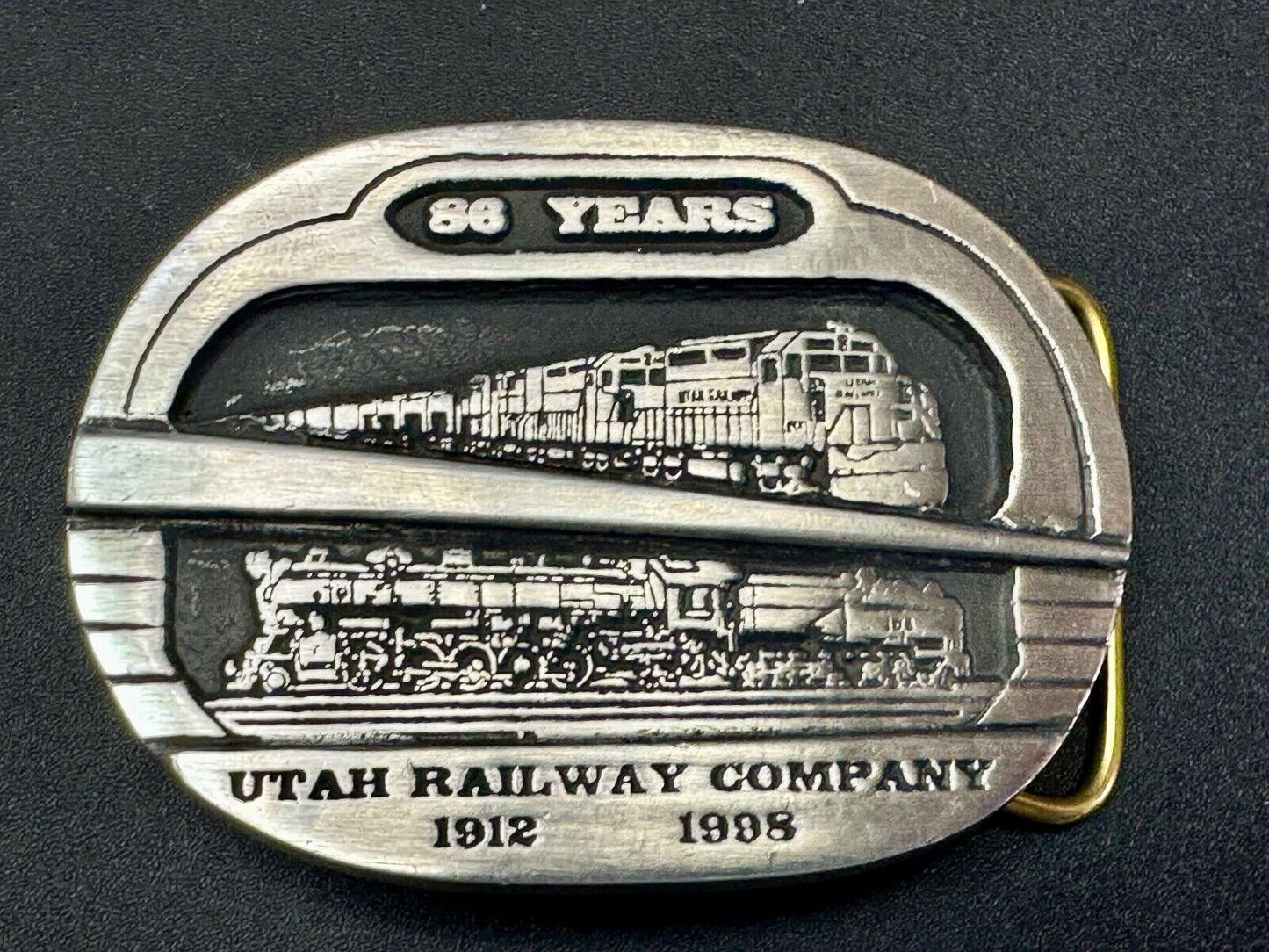 Utah Railway Co Vtg Train Railroad 86 Years - Gary Prazen Sculpture Belt Buckle