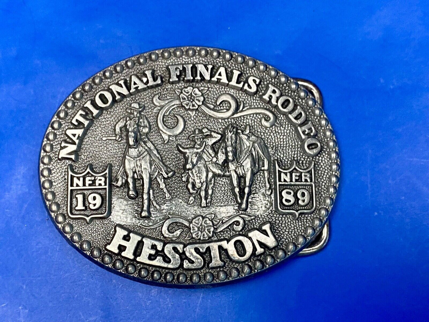 1989 Youth Size Nfr National Finals Rodeo Western Belt Buckle