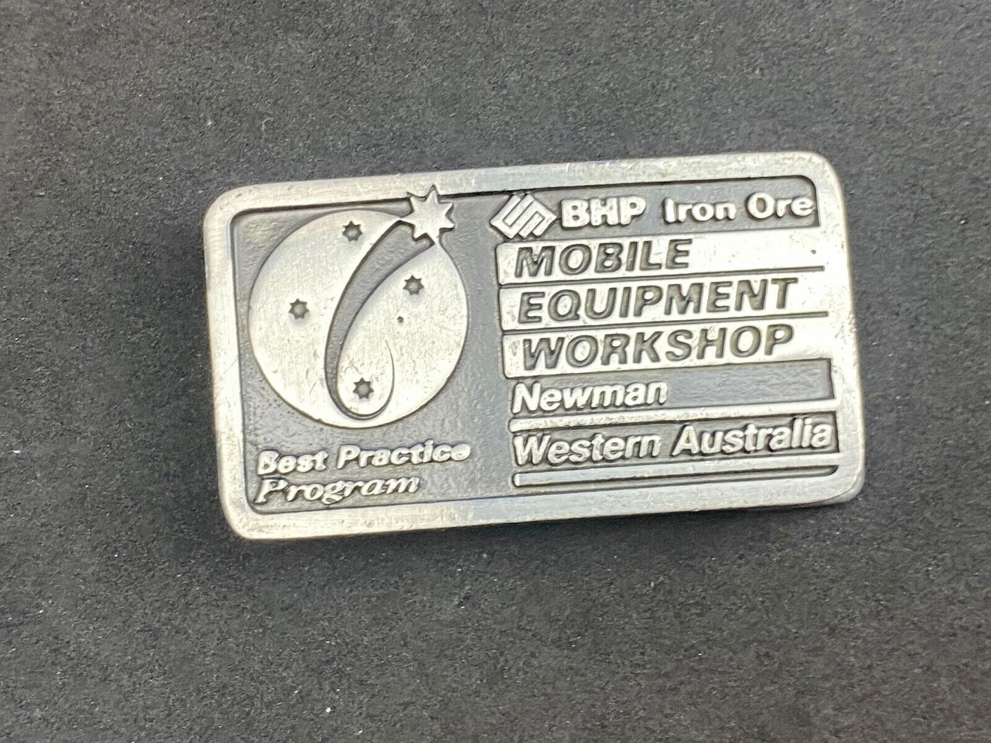 BHP Iron Ore Mobile Equipment Workshop Newman, Western Australia belt buckle