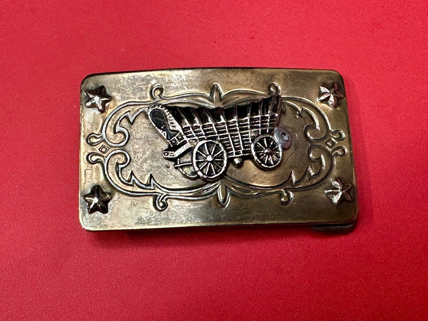 Vintage Covered Wagon Ornate belt buckle to restore