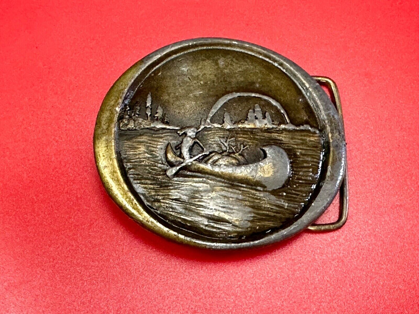 Vintage 1976 Native American Indian, Indiana Metal Craft belt buckle W-99