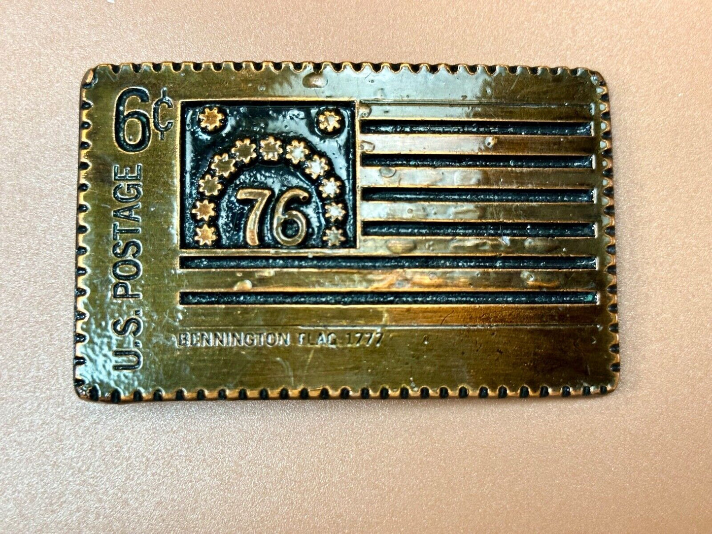 US STAMP Bicentennial celebration America figural belt buckle by Oden