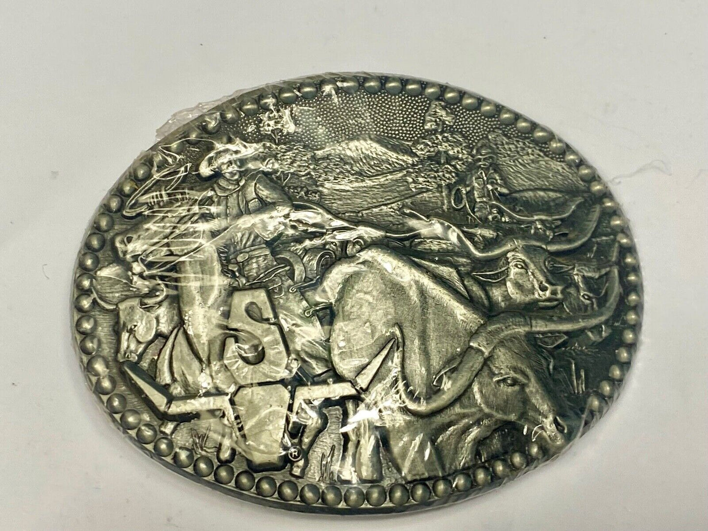 ADM Zee Series Cowboy Longhorn Steer Roping NOS Belt Buckle Award Design Medals