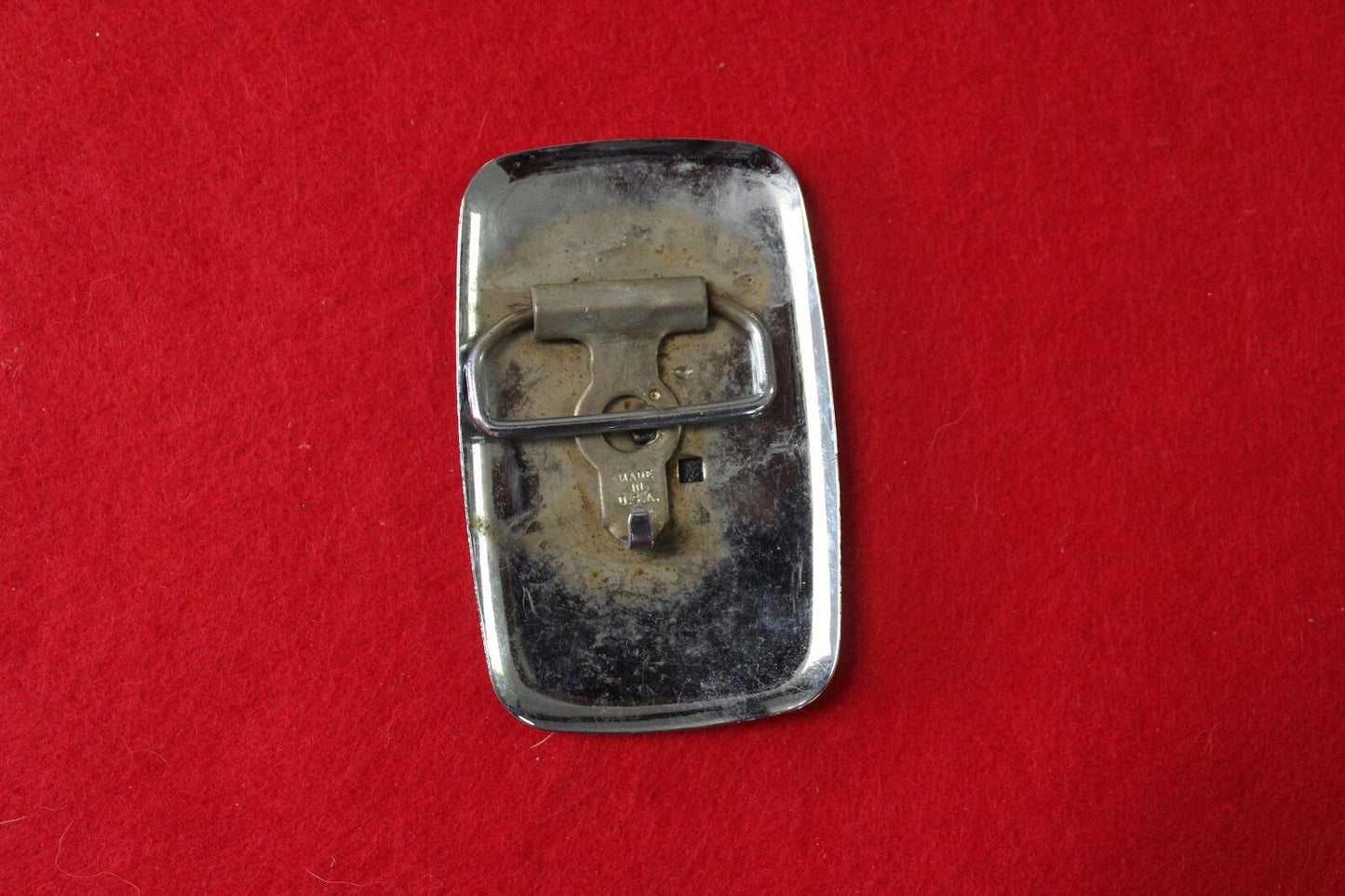 Vintage belt buckle, Made in USA, Conestoga covered wagon and horses
