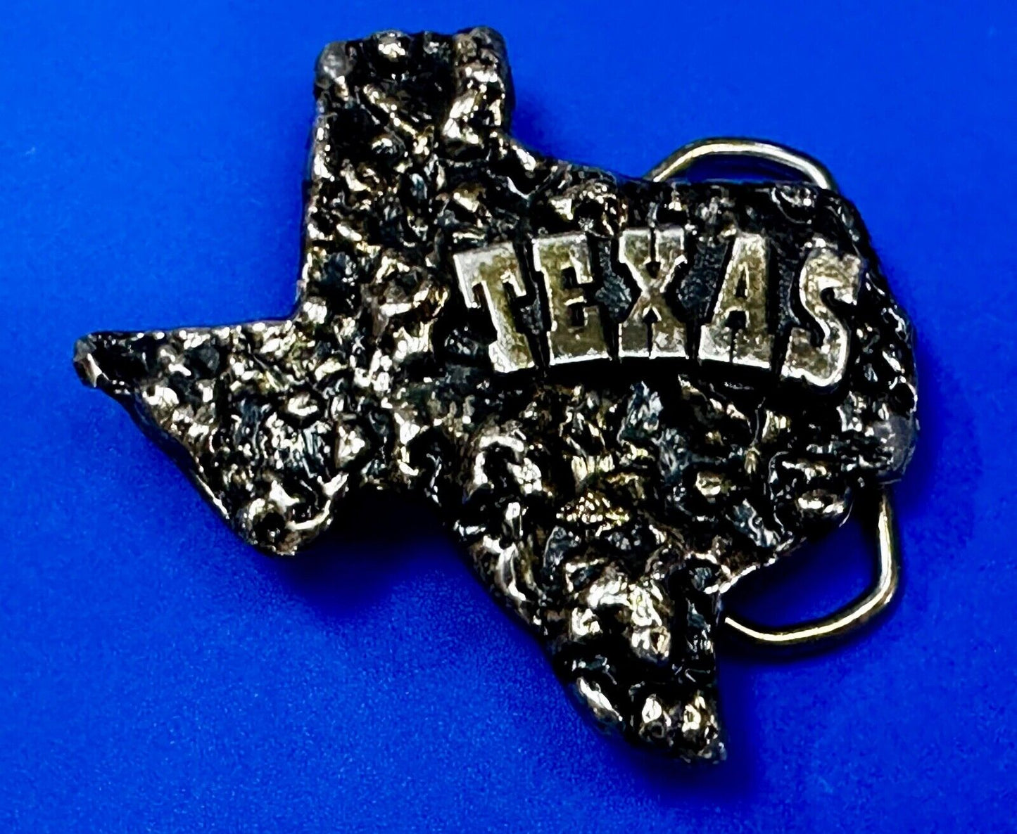 The Great State of Texas Cutout Map shaped Vintage Belt Buckle marked W