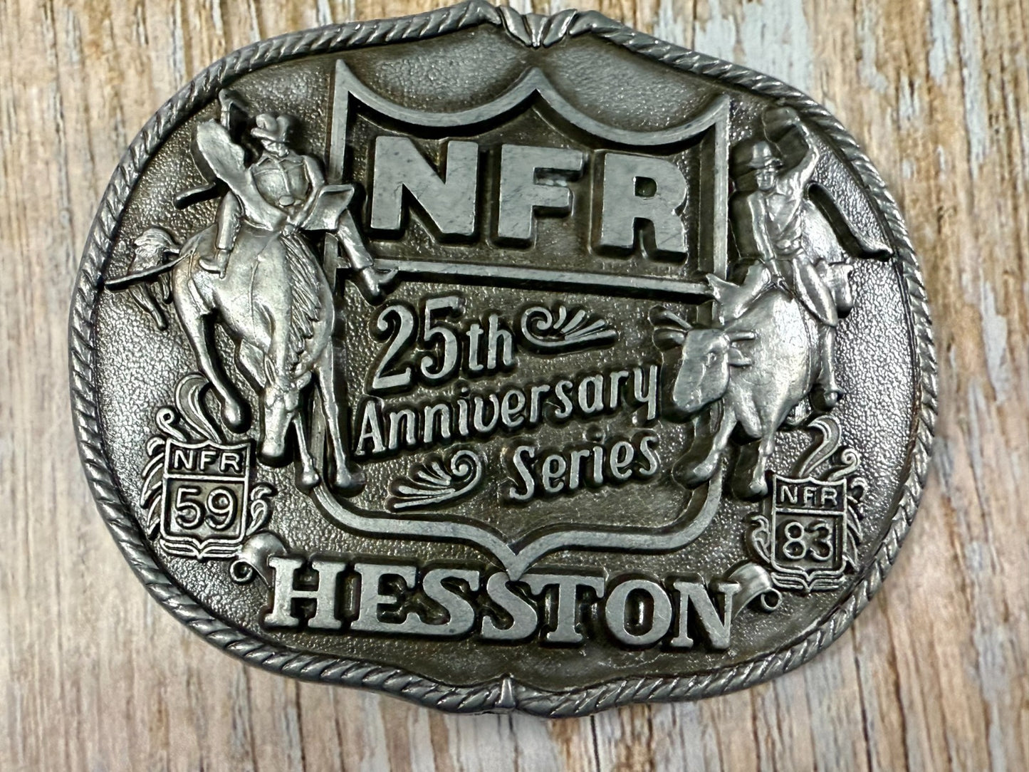 1983 Hesston Nfr National Finals Rodeo Cowboys 25Th Anniversary Belt Buckle