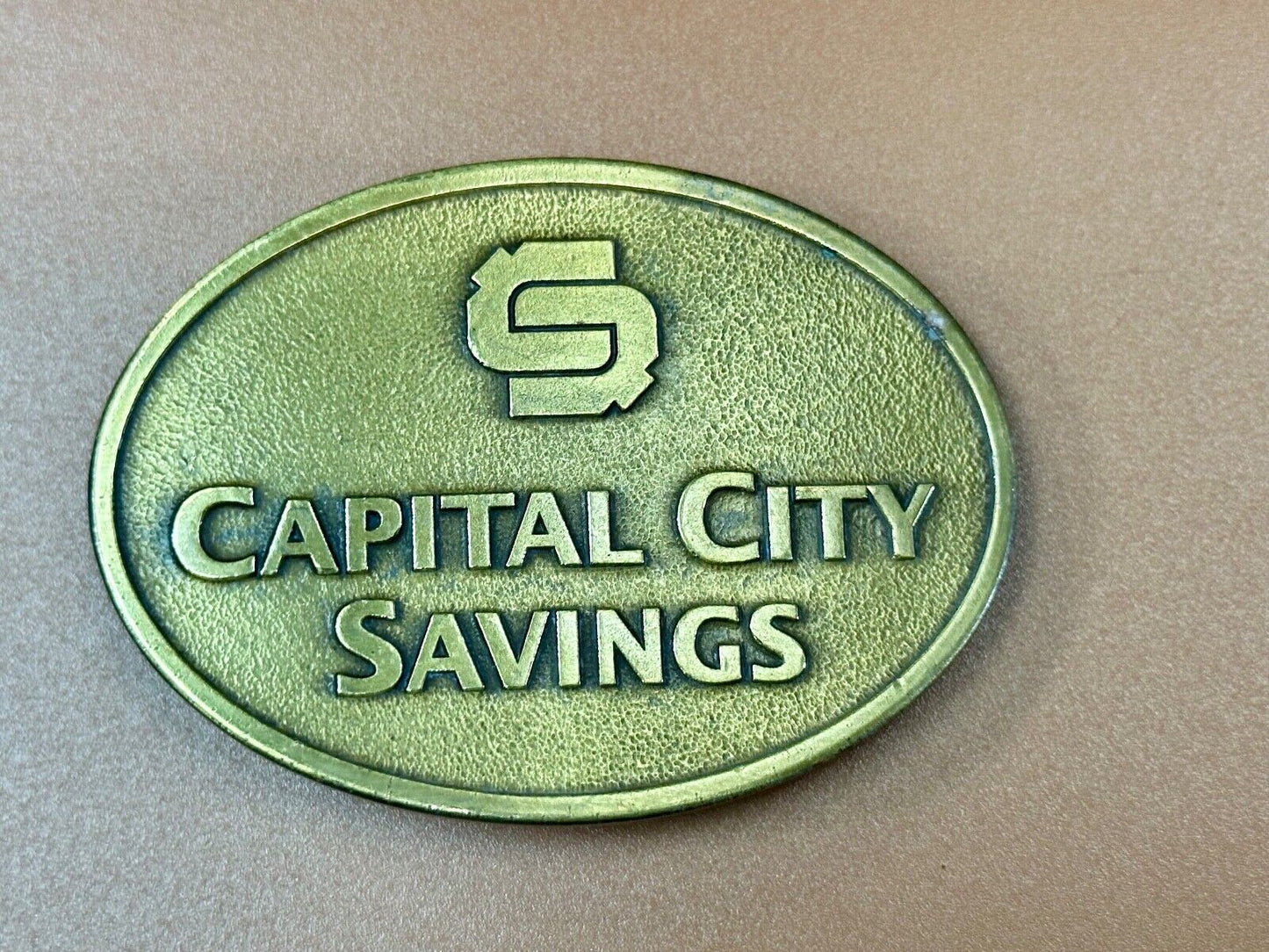 Vintage Capitol City Savings Bank Promo Advertising belt buckle by Magnum Opus