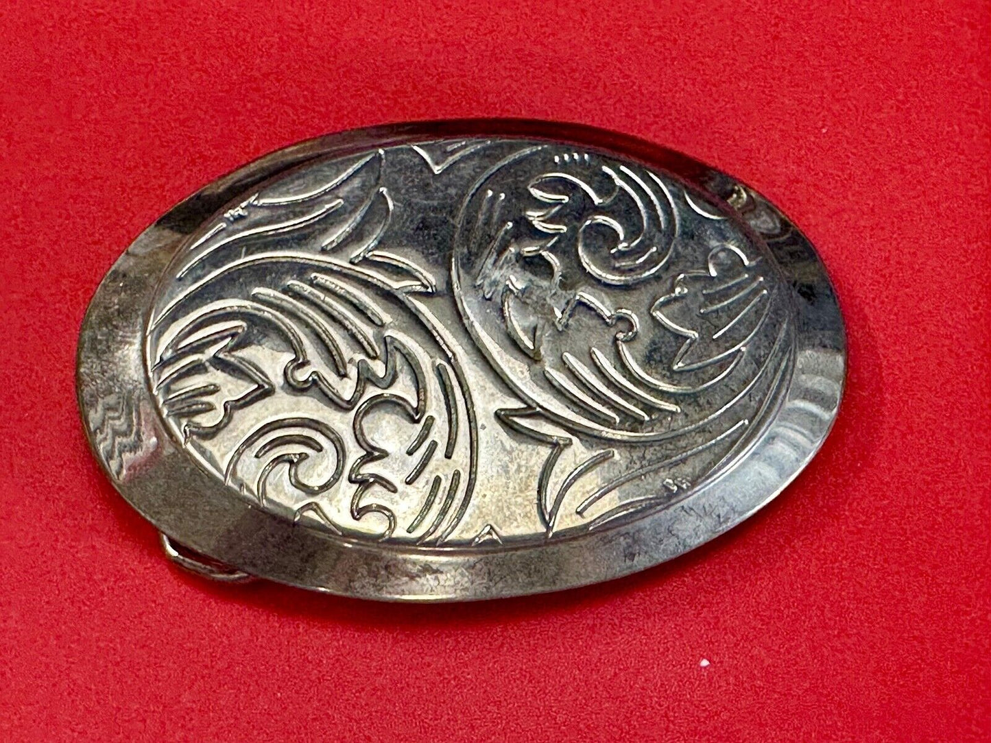 Vintage Engraved vintage western flower swirl design oval belt buckle