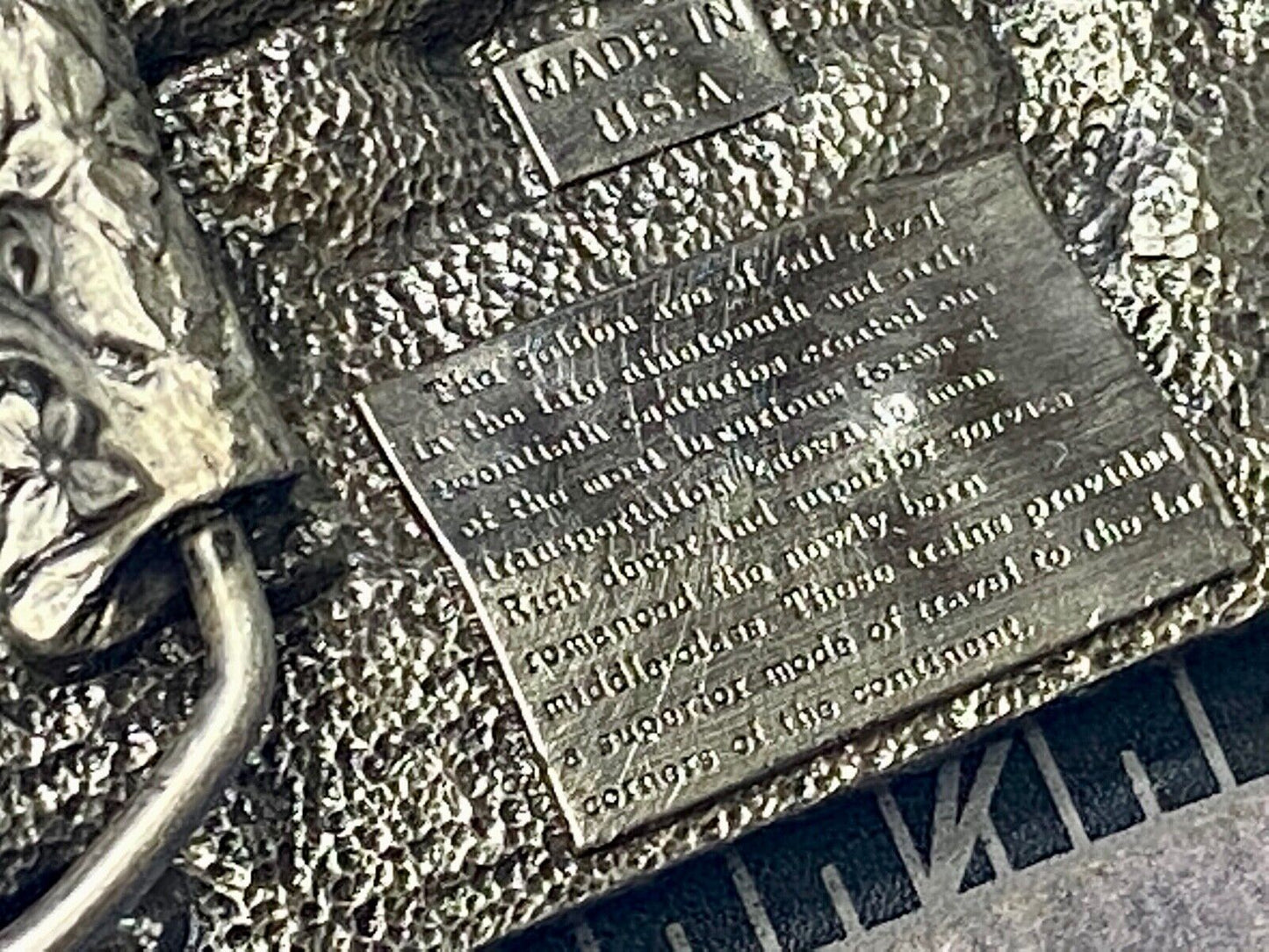 Vintage 1988 Train Locomotive Under Bridge Railroad Bergamot U41 Belt Buckle