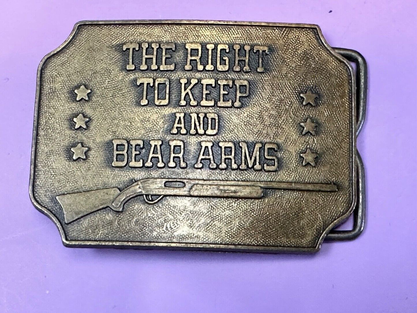 the right to keep and bear arms 2nd amendment gun rights vintage belt buckle