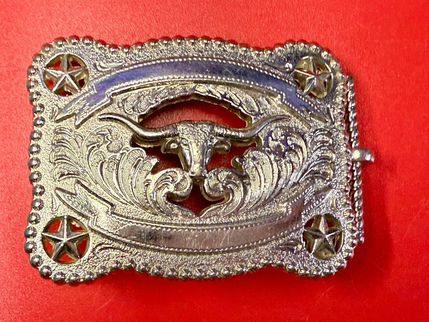 Texas Lonestar Longhorn Cow Bull Head Steer Silver Tone Cowgirls Belt Buckle
