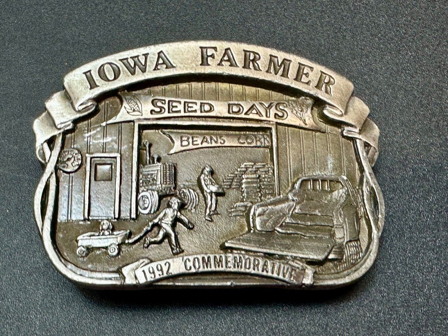 1992 Iowa Farmer seed days - State Farm Commemorative belt buckle