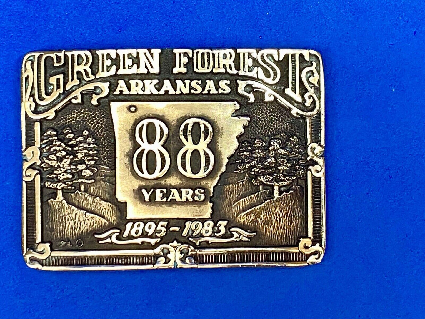 Arkansas green forest 88 year celebration belt buckle limited to 500! by ADM