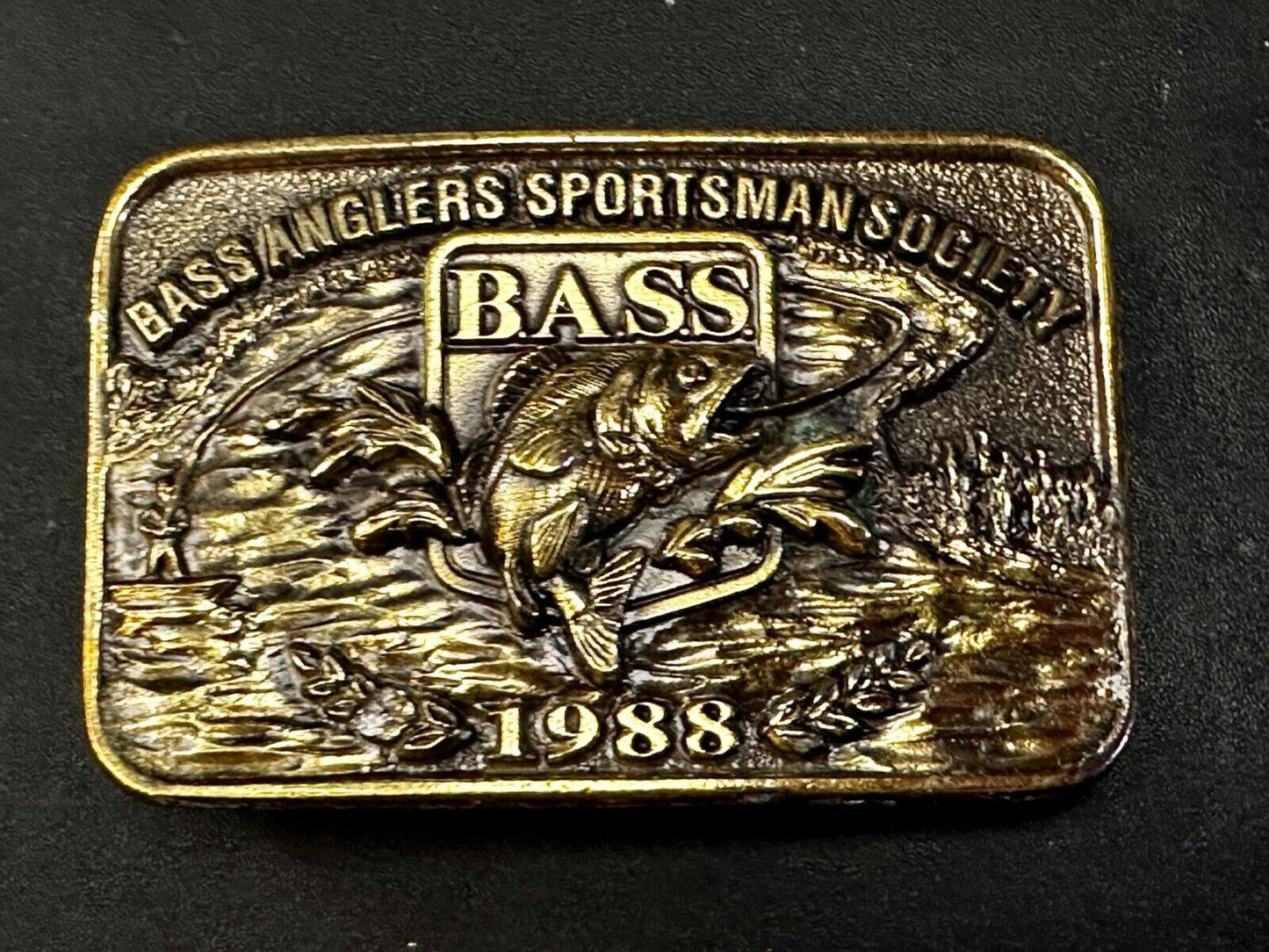 1988 Bass Anglers Sportsman Society Club Great American Belt Buckle