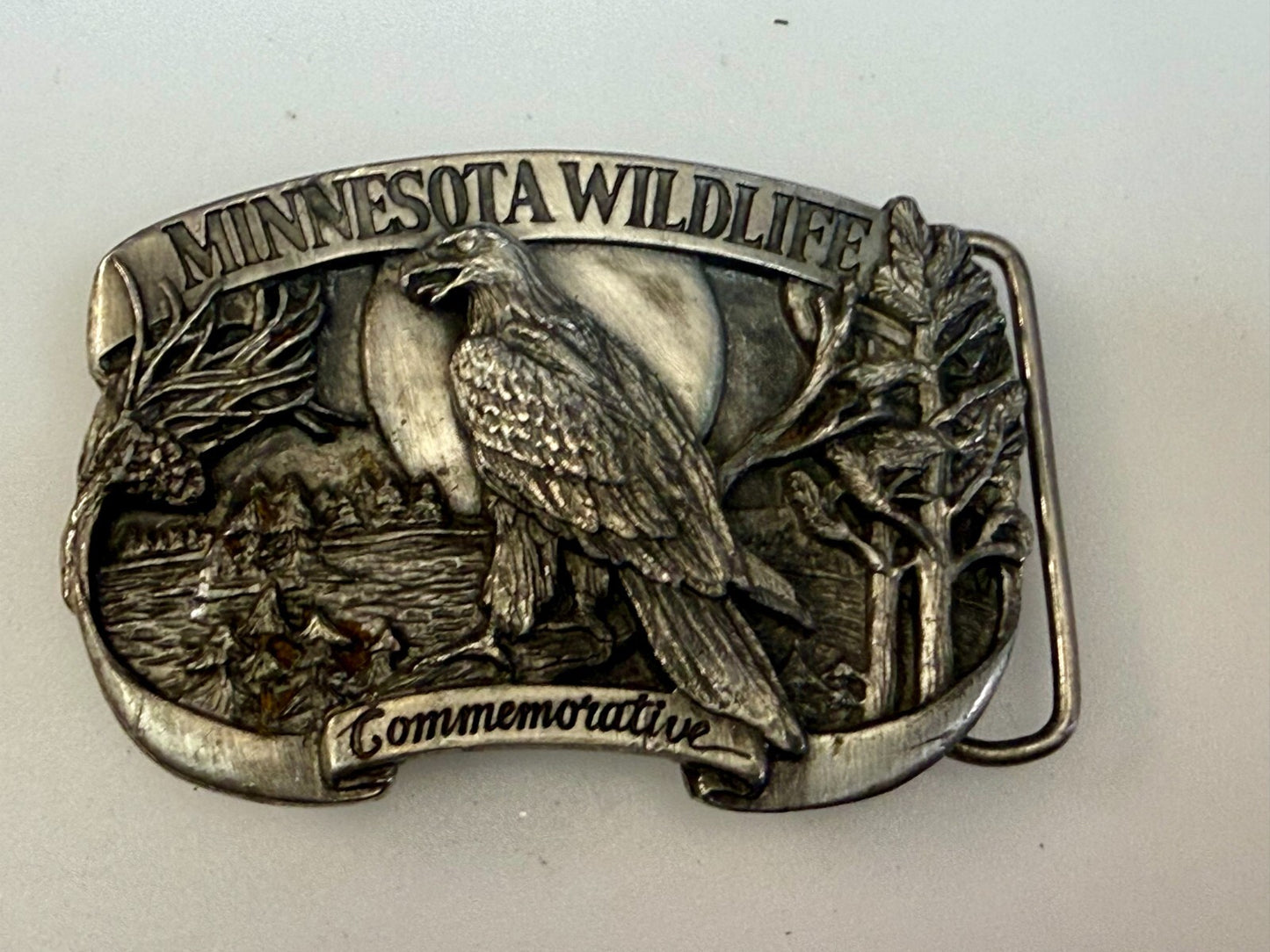 The Bald Eagle Minnesota Wildlife Commemorative 1986 Arrowhead Belt Buckle