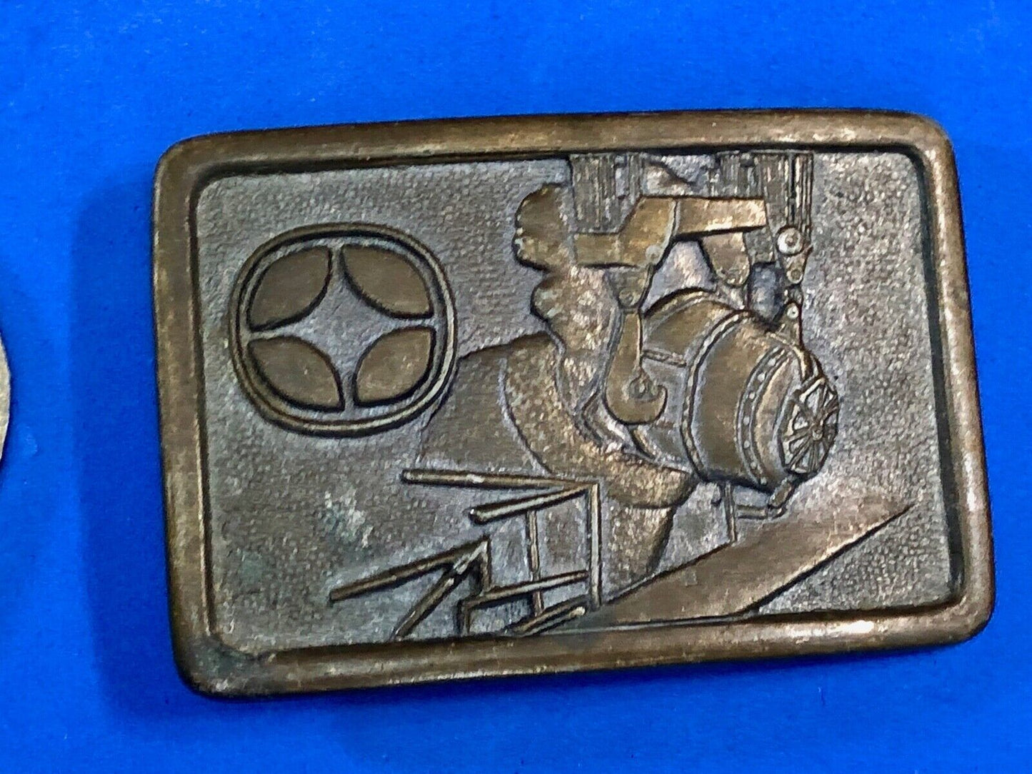 VINTAGE BRONZE 1977-1978 INLAND TOPS DINNER MINING BELT BUCKLE BY GEMCO