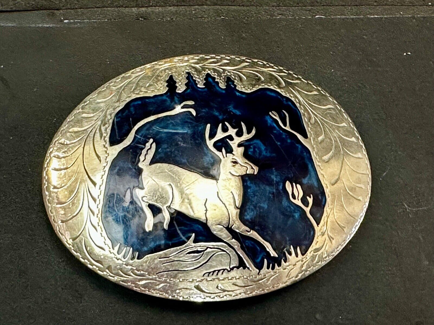Beautiful Deer inlaid Blue Enamel