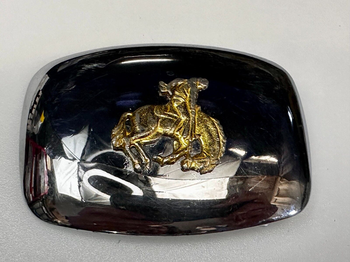 Vintage Cowboy Saddle Bronc Western Two Tone Reflective Belt Buckle