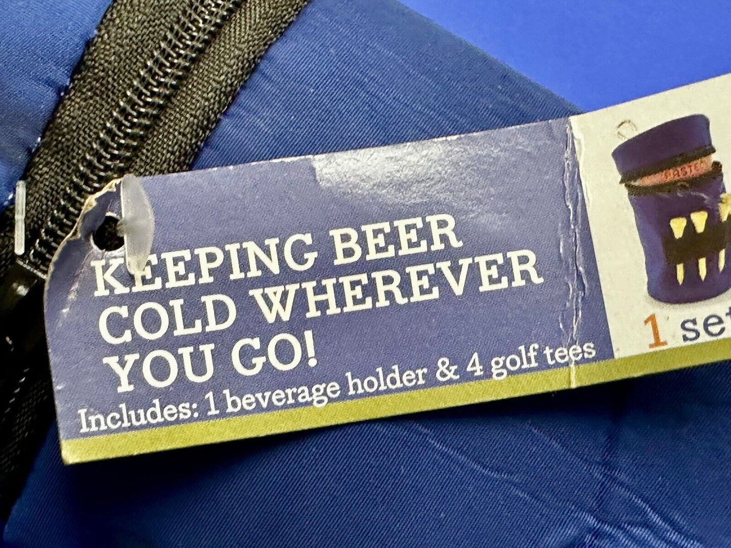 Beer Cooler Insulator & Golf Tee's for Game Course Keychain Key Ring Chain