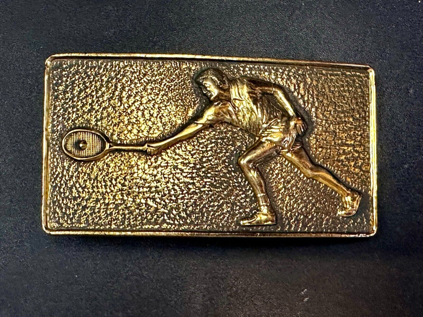 Tennis Player Men Solid Brass Vtg 1978 Belt Buckle by Baron Buckles Taiwan 8007