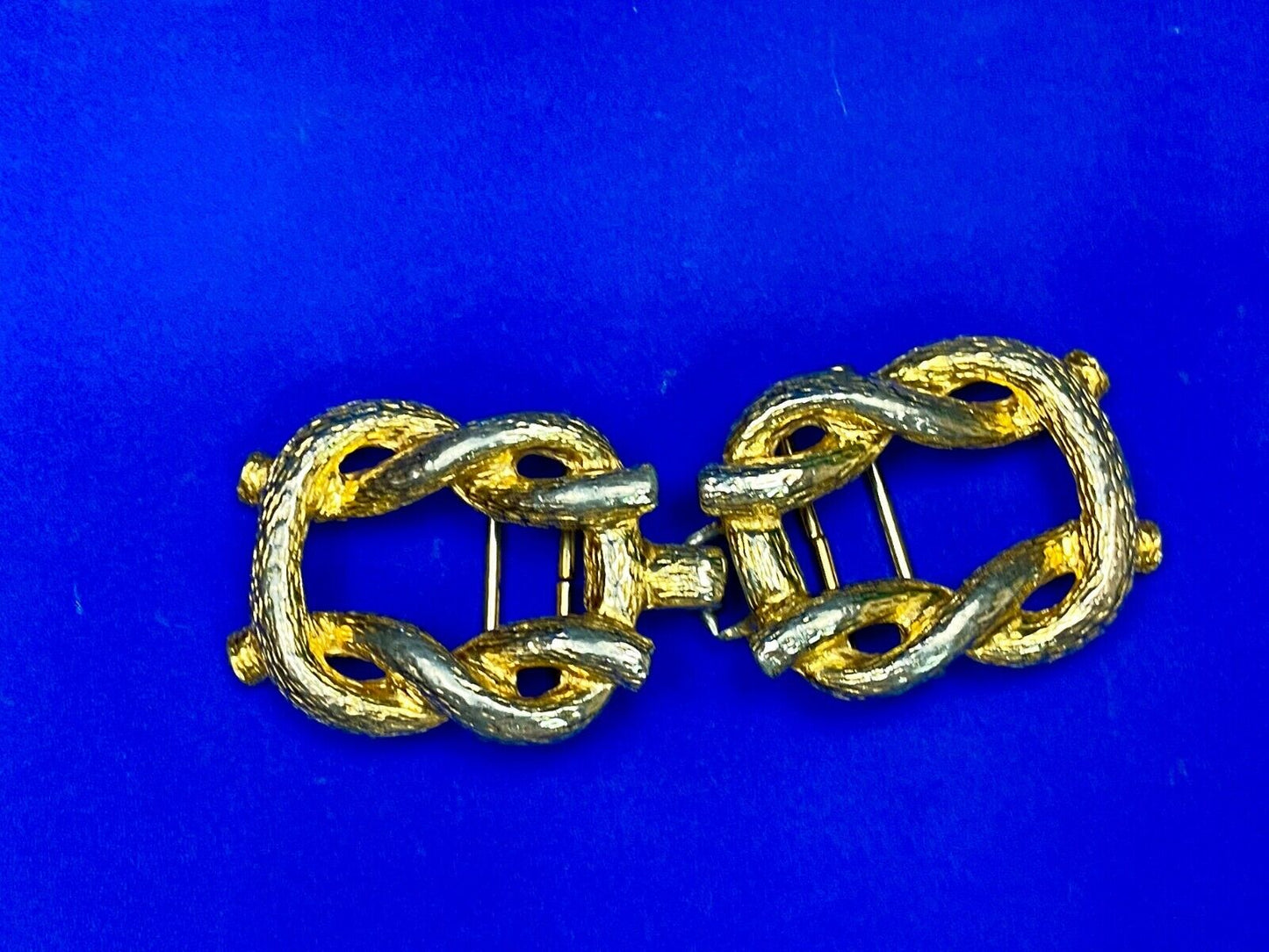 Vintage 70'S Knots - Two Piece Interlocking Belt Buckle Marked Mimi Di N