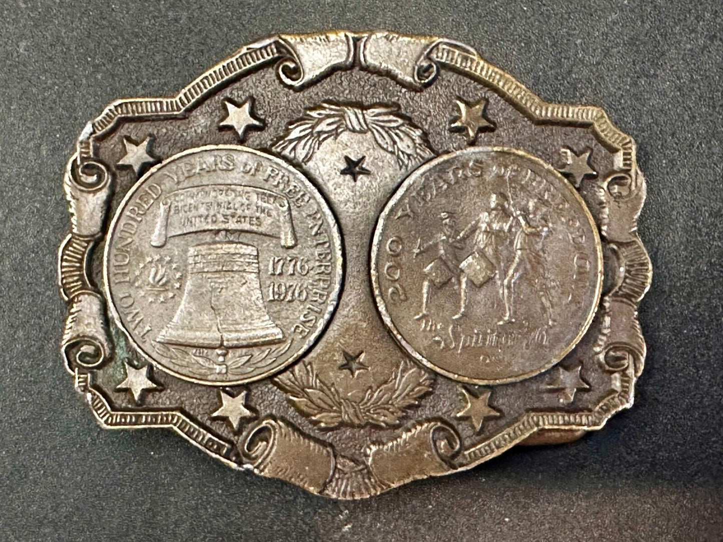 200 YEARS OF FREEDOM USA BICENTENNIAL 76 Coin Collectors Patriotic Belt Buckle