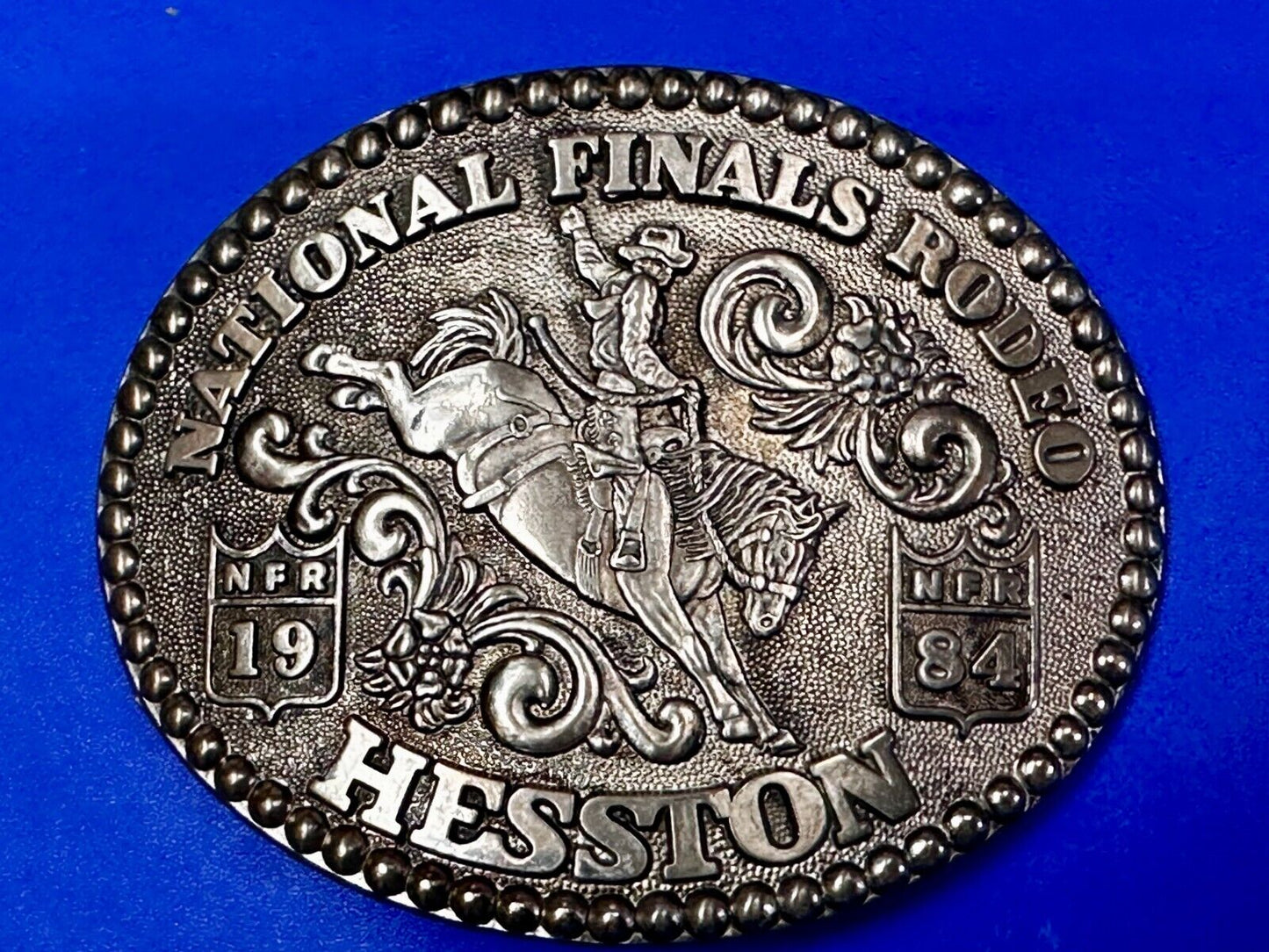 1984 Hesston NFR National Finals Rodeo Cowboys Western Belt Buckle