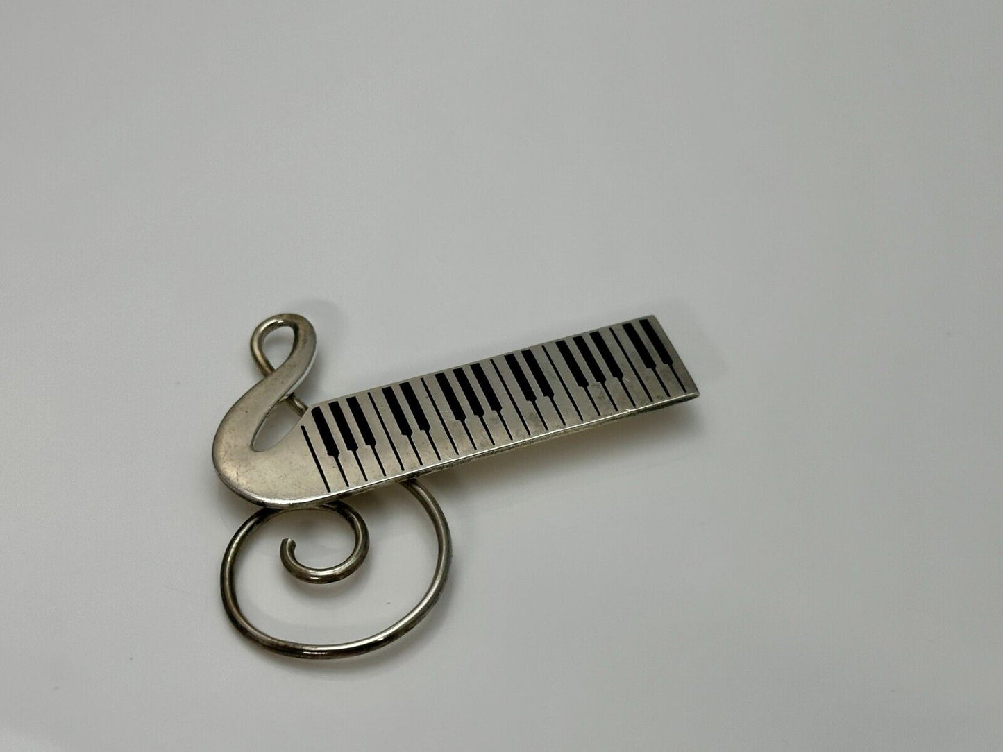 Treble Clef Piano Music Keyboard Musician Vtg. Brooch Pin Sterling 925 Mexico