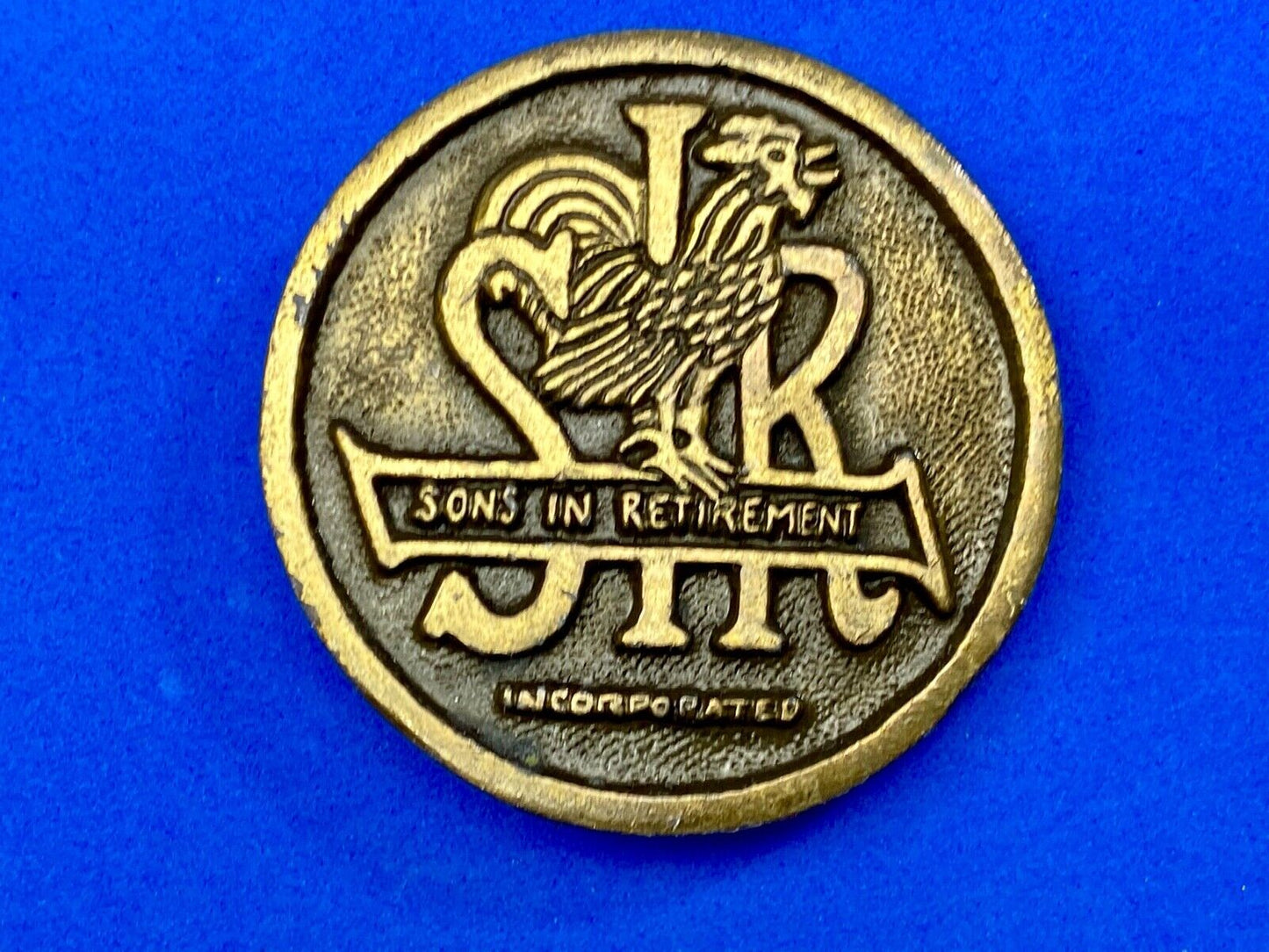 Vintage California SIR - Sons in Retirement round logo belt buckle
